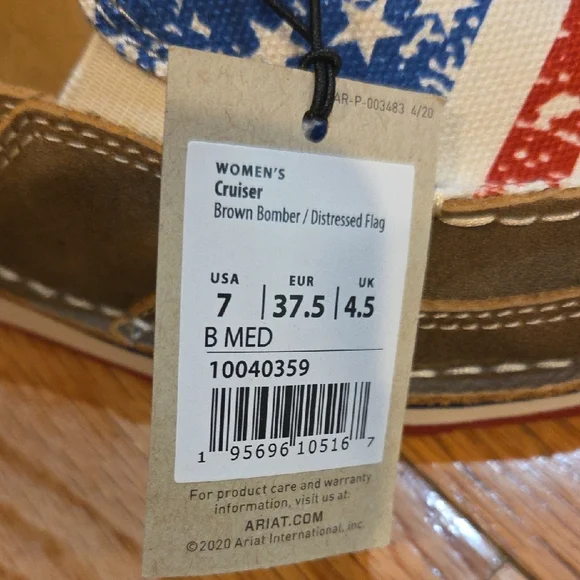 Ariat Brown and Red Moccasins with Patriotic Design - Picture 3 of 7